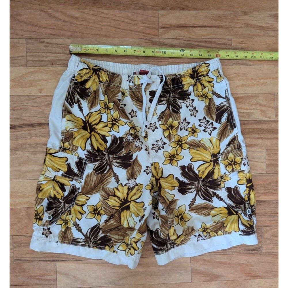 Vintage Mossimo Boardshorts Lined Size Medium Yellow Brown Floral Lined